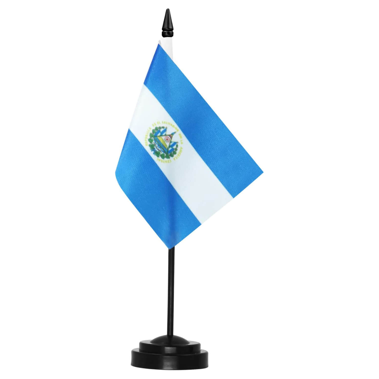 El Salvador Deluxe Desk Flag Set - 6 x 4 Inch