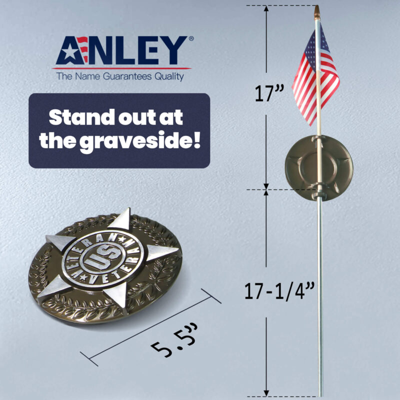 US Veteran Grave Marker with US Stick Flag 34 Inch - Image 2