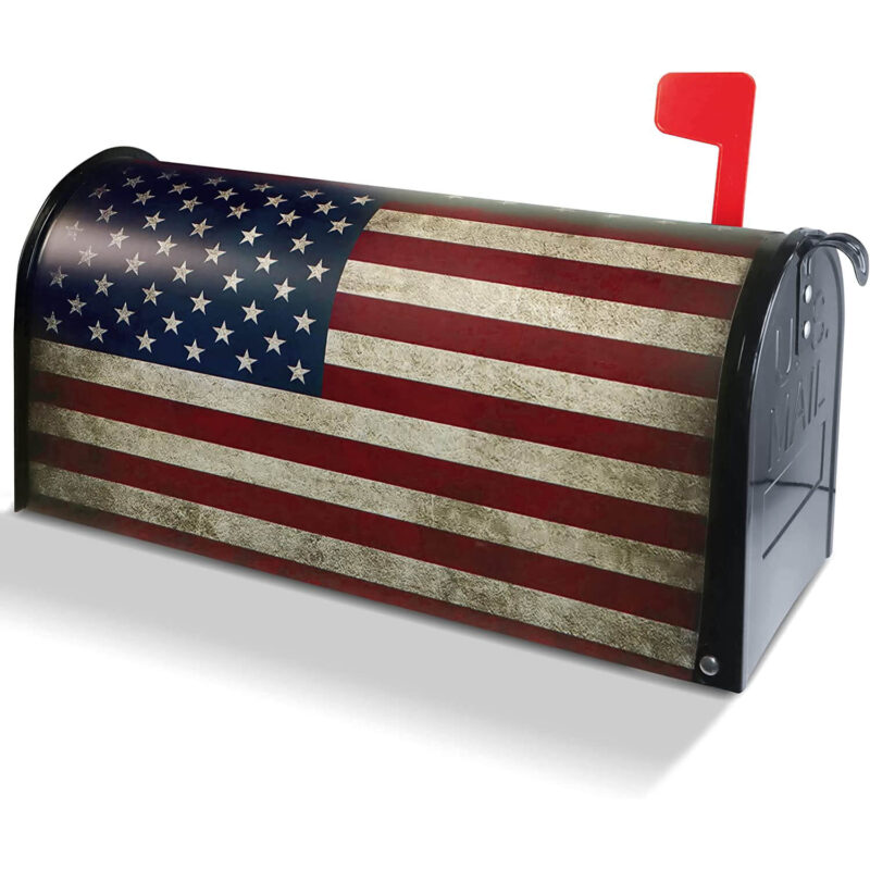 Magnetic Retro US Flag Mailbox Cover 21x18 in