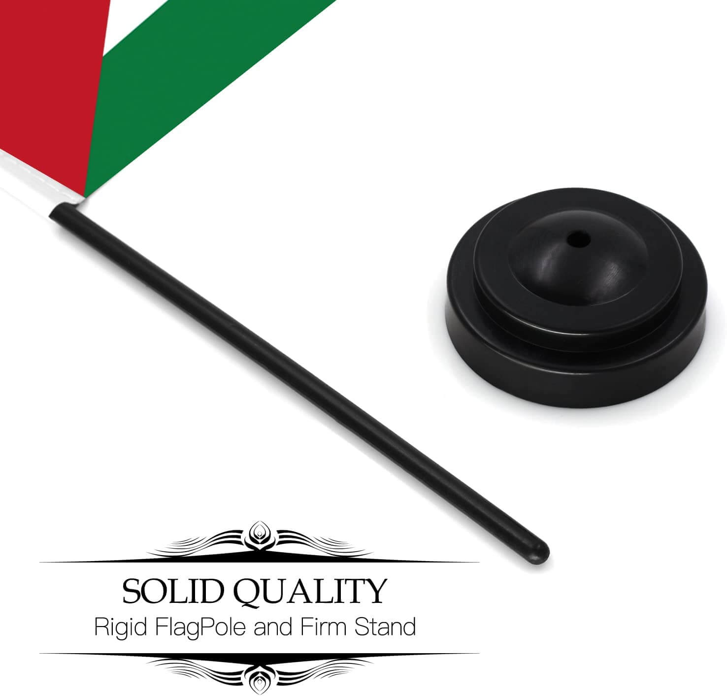 Anley Palestine Deluxe Desk Flag Set - 6 X 4 Inch Miniature Palestinian Ps Desktop Flag With 12 Solid Pole Vivid Color And Fade Resistant Black Base And Spear Top