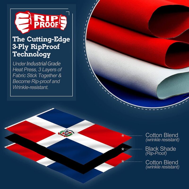 Rip-Proof Technology Double Sided 3-Ply Dominican Republic 3×5 Foot - Image 2