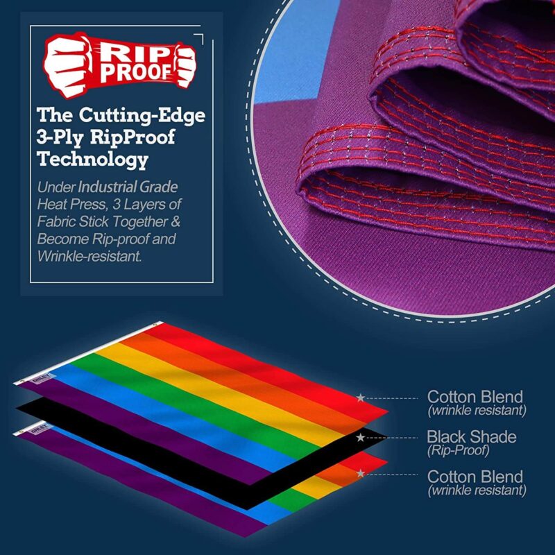 Rip-Proof Technology Double Sided 3-Ply Rainbow Pride Flag 3×5 Foot - Image 2