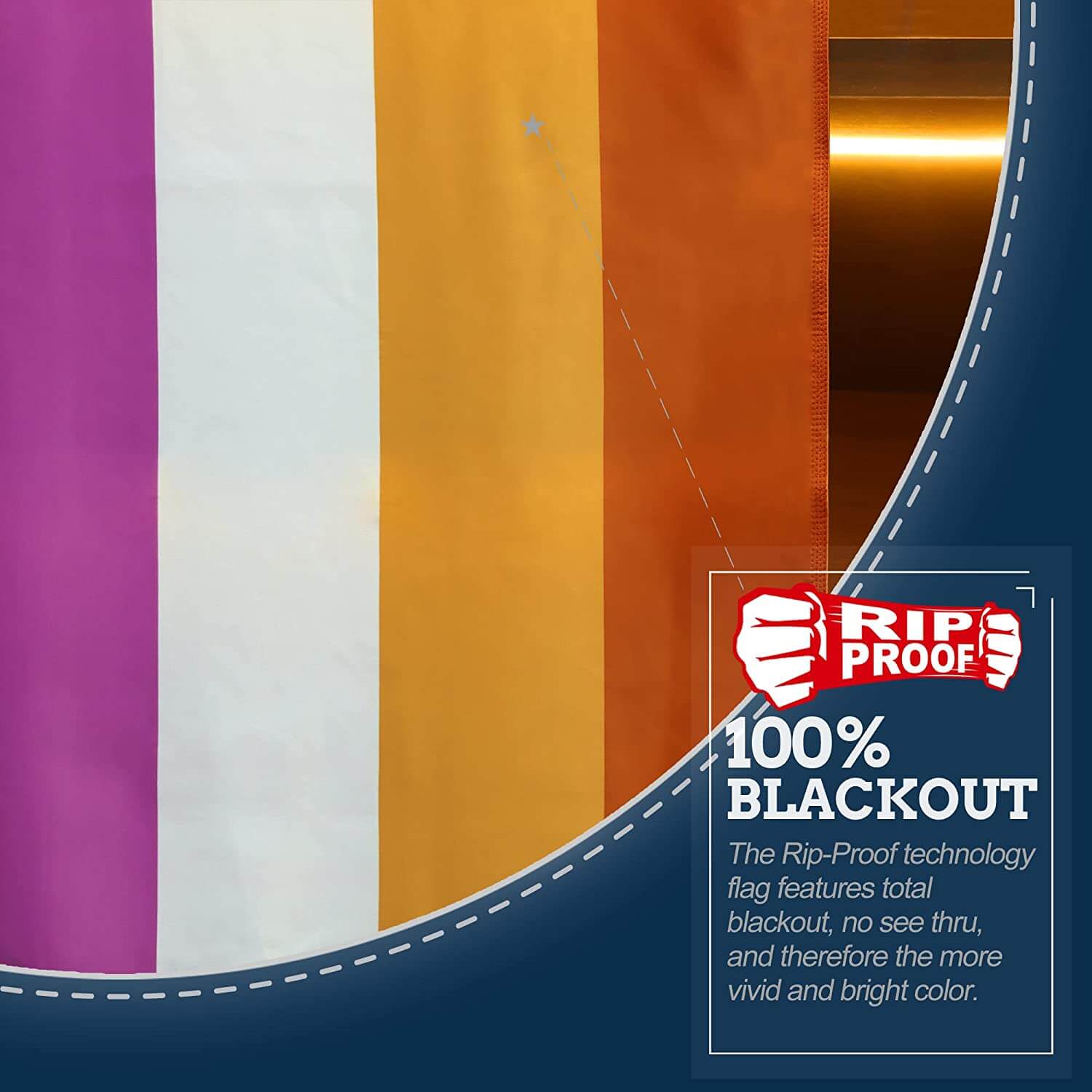 Rip-Proof Technology Double Sided 3-Ply Sunset Lesbian Pride Flag 3×5 Foot  - 5 Strips