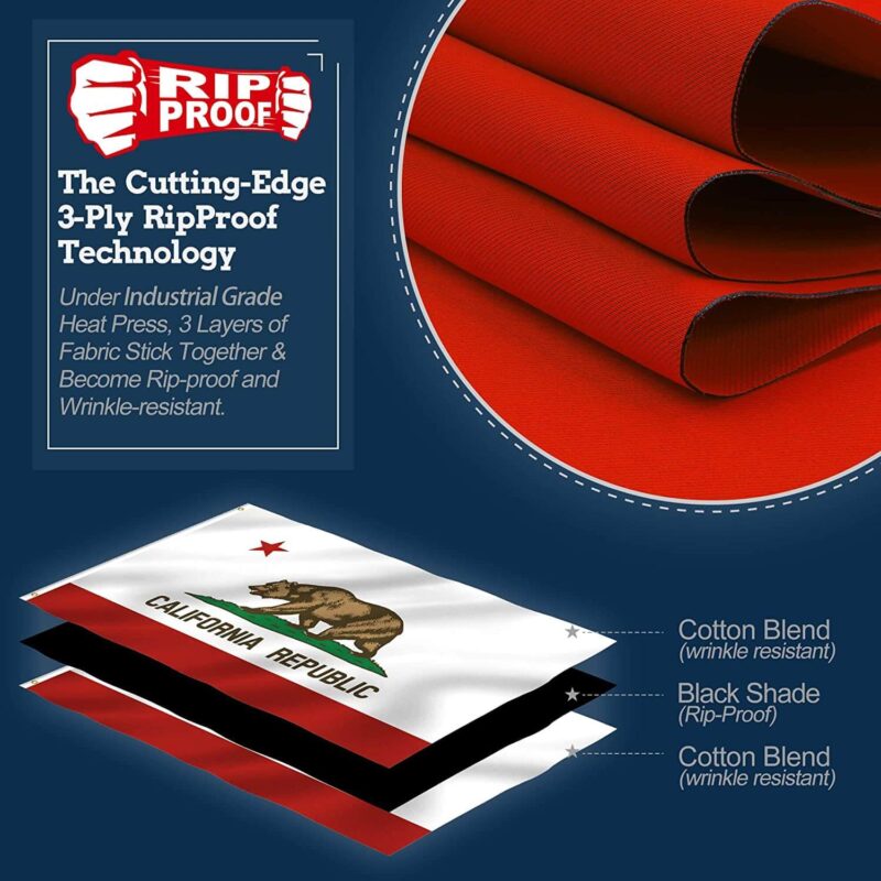 Rip-Proof Technology Double Sided 3-Ply California State Flag 3×5 Foot - Image 2