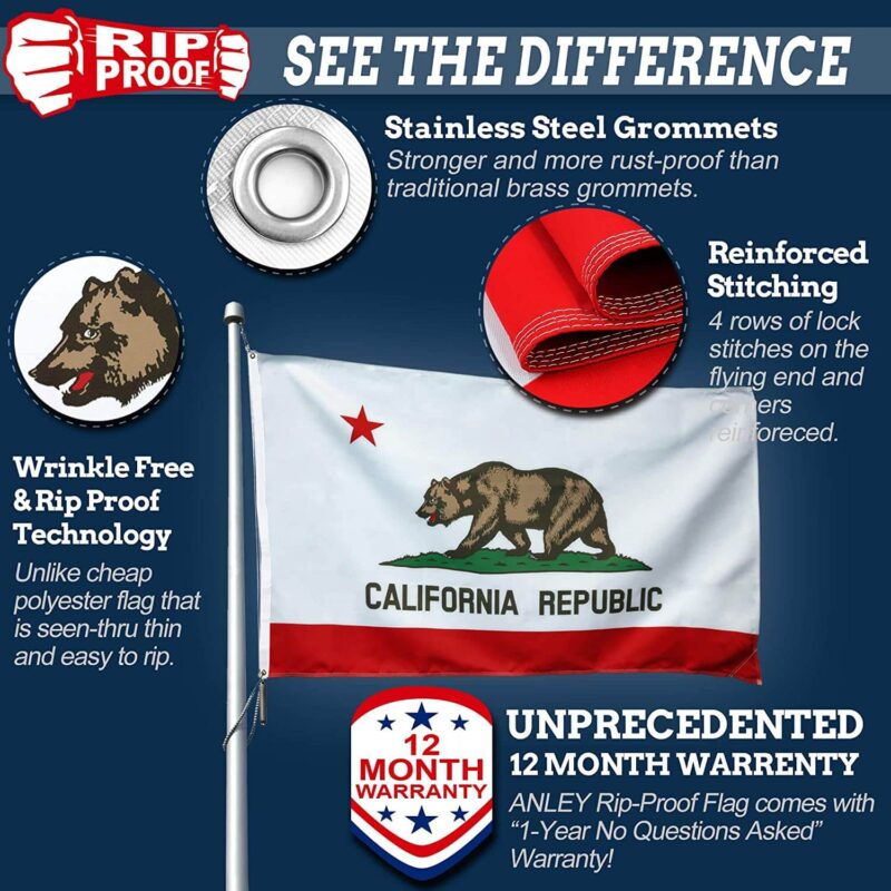 Rip-Proof Technology Double Sided 3-Ply California State Flag 3×5 Foot - Image 6