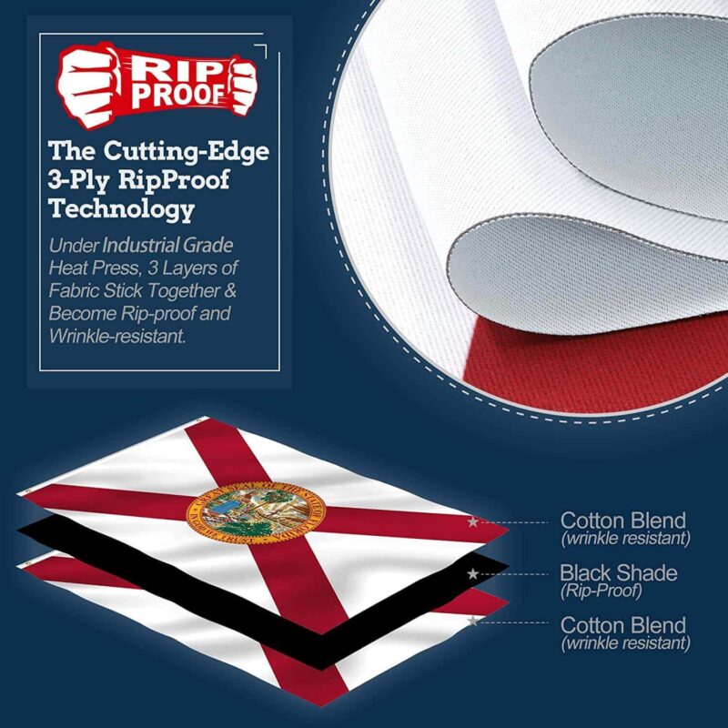 Rip-Proof Technology Double Sided 3-Ply Florida State Flag 3×5 Foot - Image 2