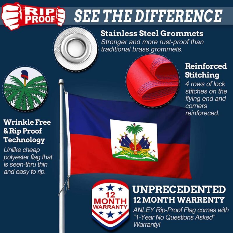 Rip-Proof Technology Double Sided 3-Ply Haiti Flag 3×5 Foot - Image 6