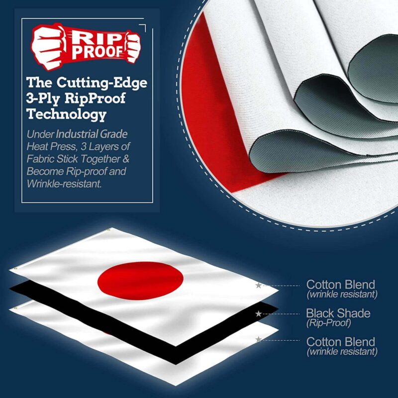 Rip-Proof Technology Double Sided 3-Ply Japan Flag 3×5 Foot - Image 2
