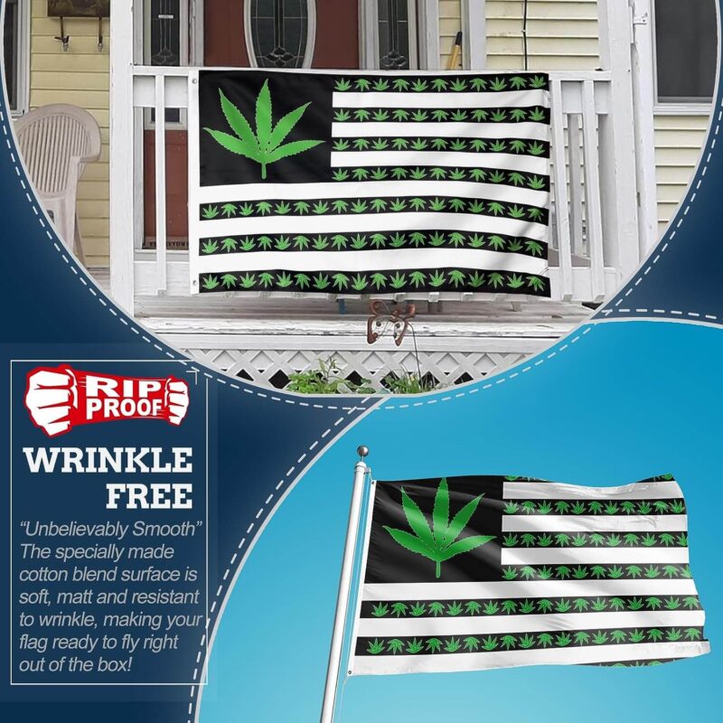Rip-Proof Marijuana Leaf USA Flag