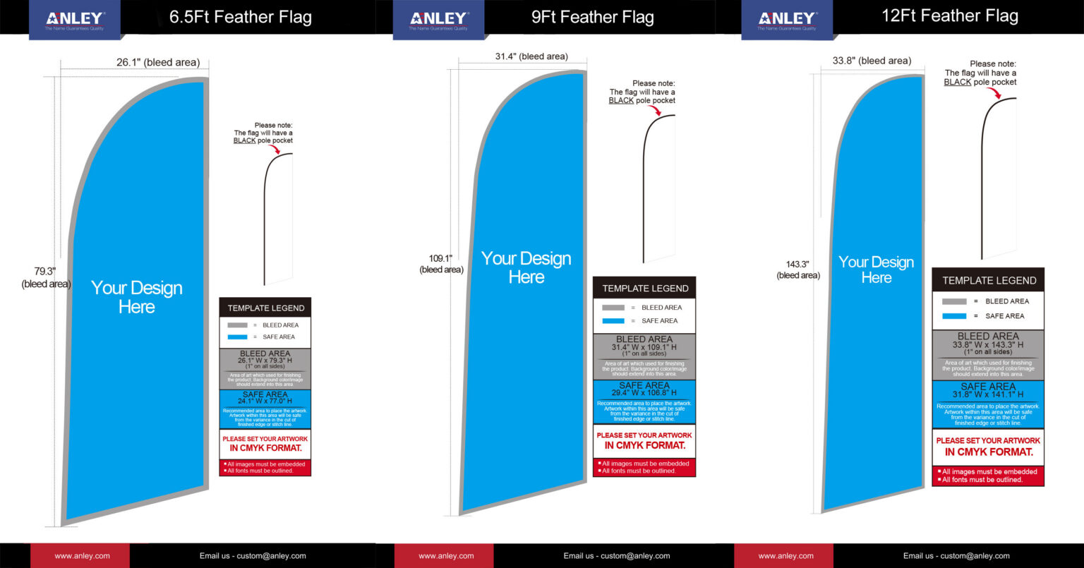 Feather flags Size