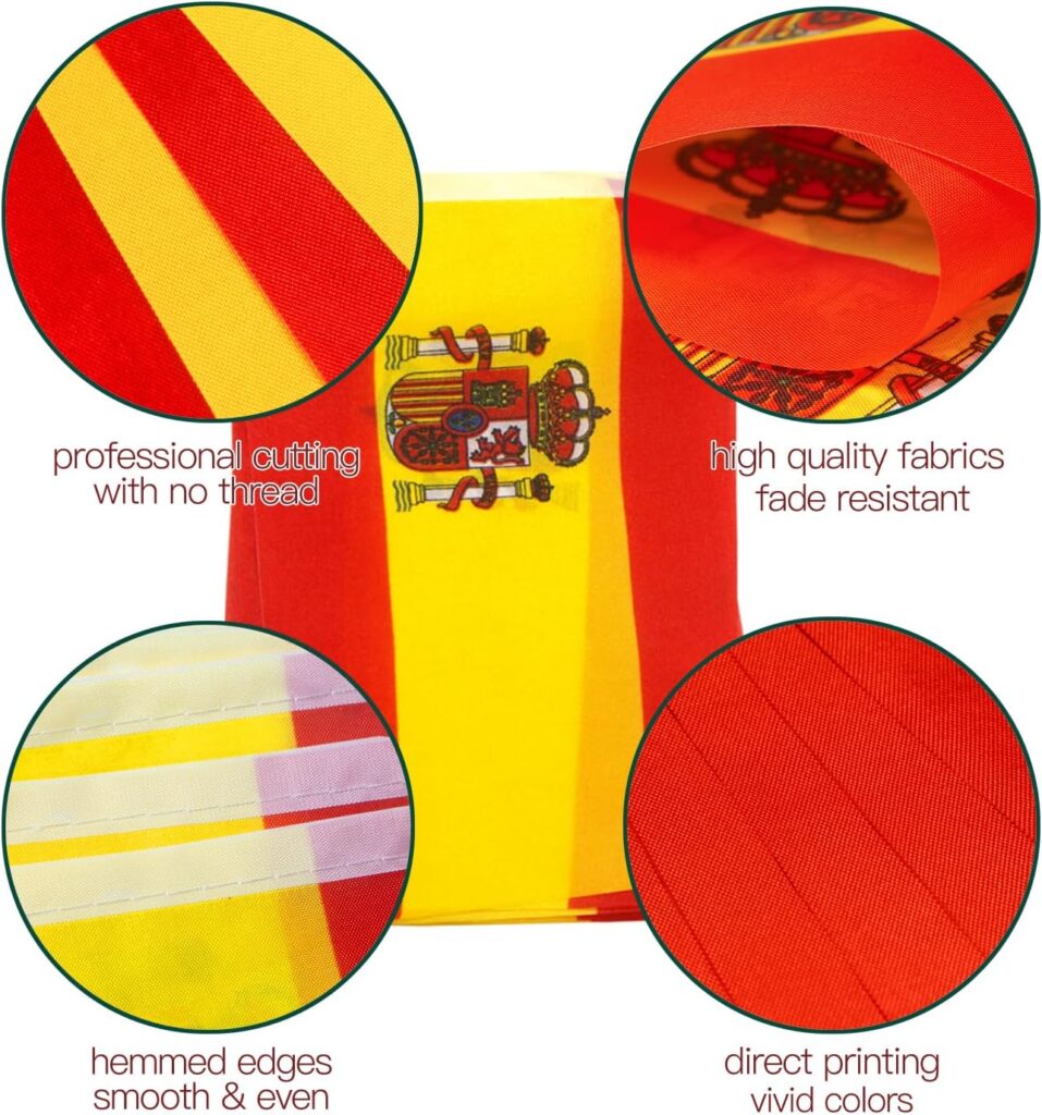Spain String Flags Pennant Banners 33 Feet 38 Flags (5.5x8 Inch)