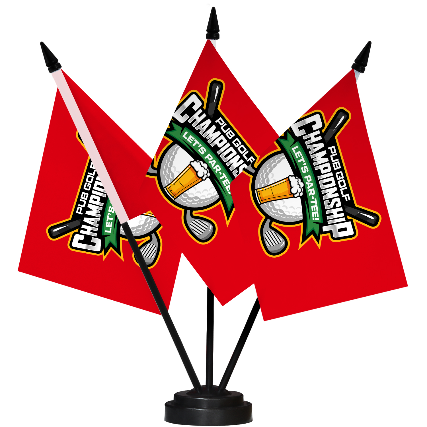 Anley Custom Desk Flag Set - 5 X 8 IN Single-Sided Miniature Desktop Flag With 12" Solid Pole - Vivid Color And Fade Resistant - Black Base And Spear
