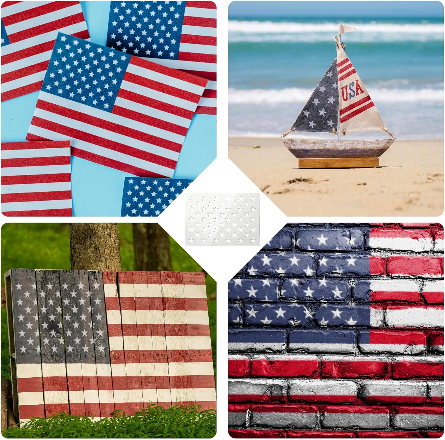 12 Pcs American Flag Stencil Set