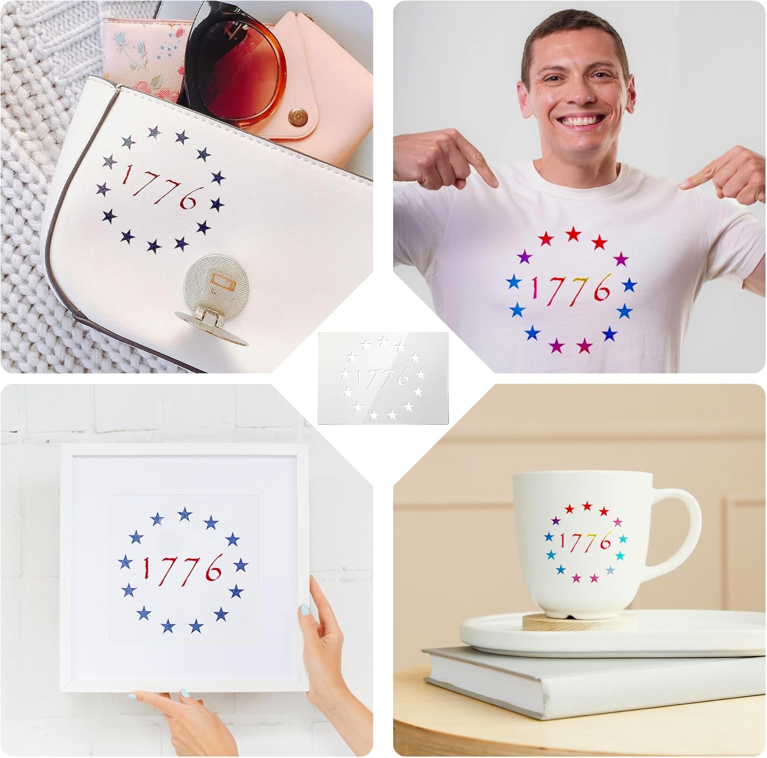 12 Pcs American Flag Stencil Set