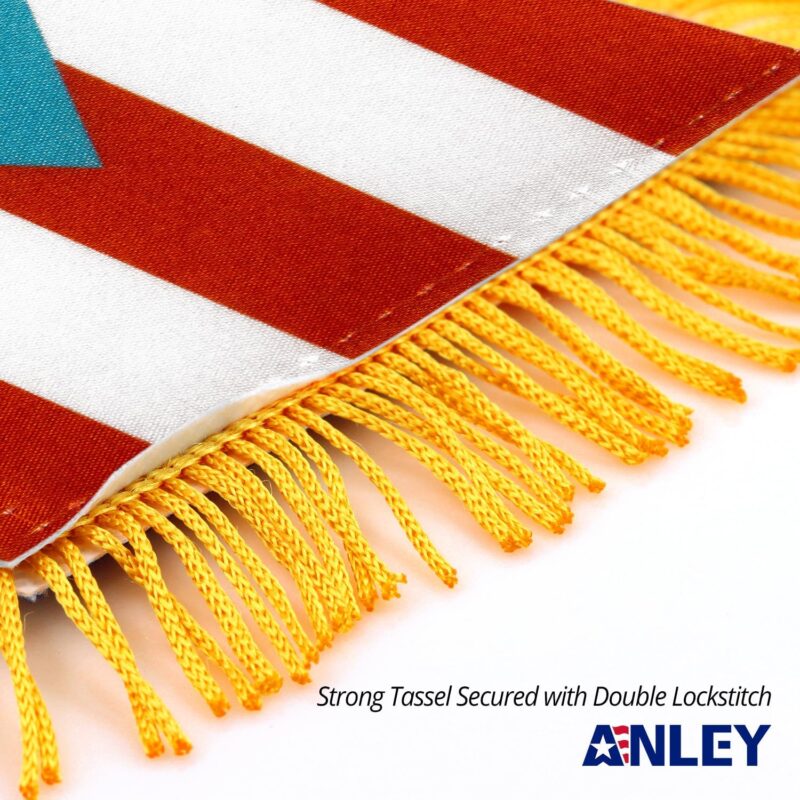 Light Blue Puerto Rico Fringy Window Hanging Flag