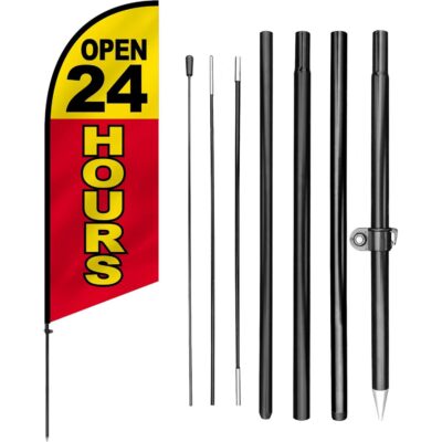 Open 24 Hours Feather Flag