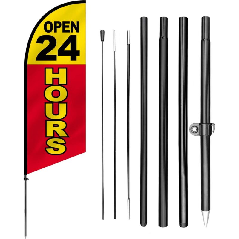 Open 24 Hours Feather Flag