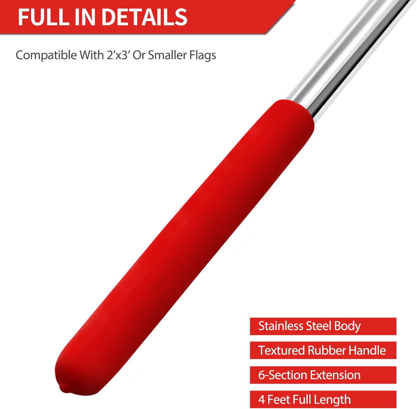 4 Feet Telescopic Handheld Flagpoles