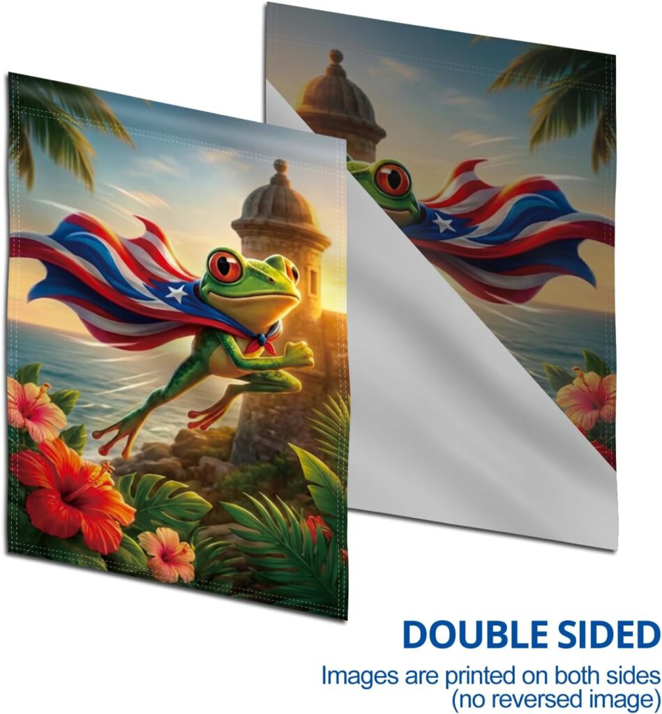 Trade Winds 3'x5' Puerto Rico Coqui Frog Flag – 100% Polyester, Brass Grommets – Premium 100D
