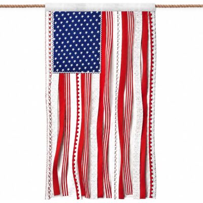 Vintage American Flag Rag Ribbon Banner