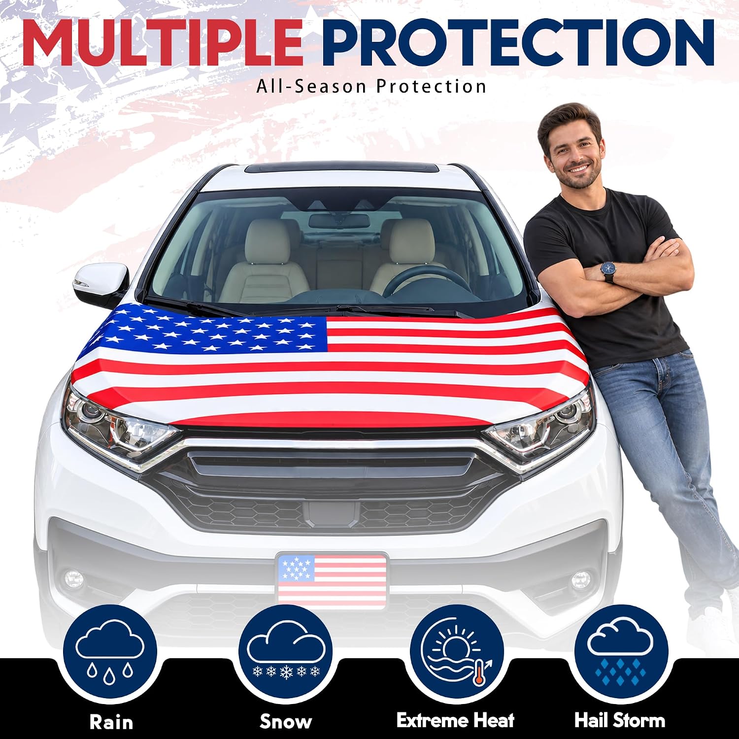 American Flag Car Hood Cover
