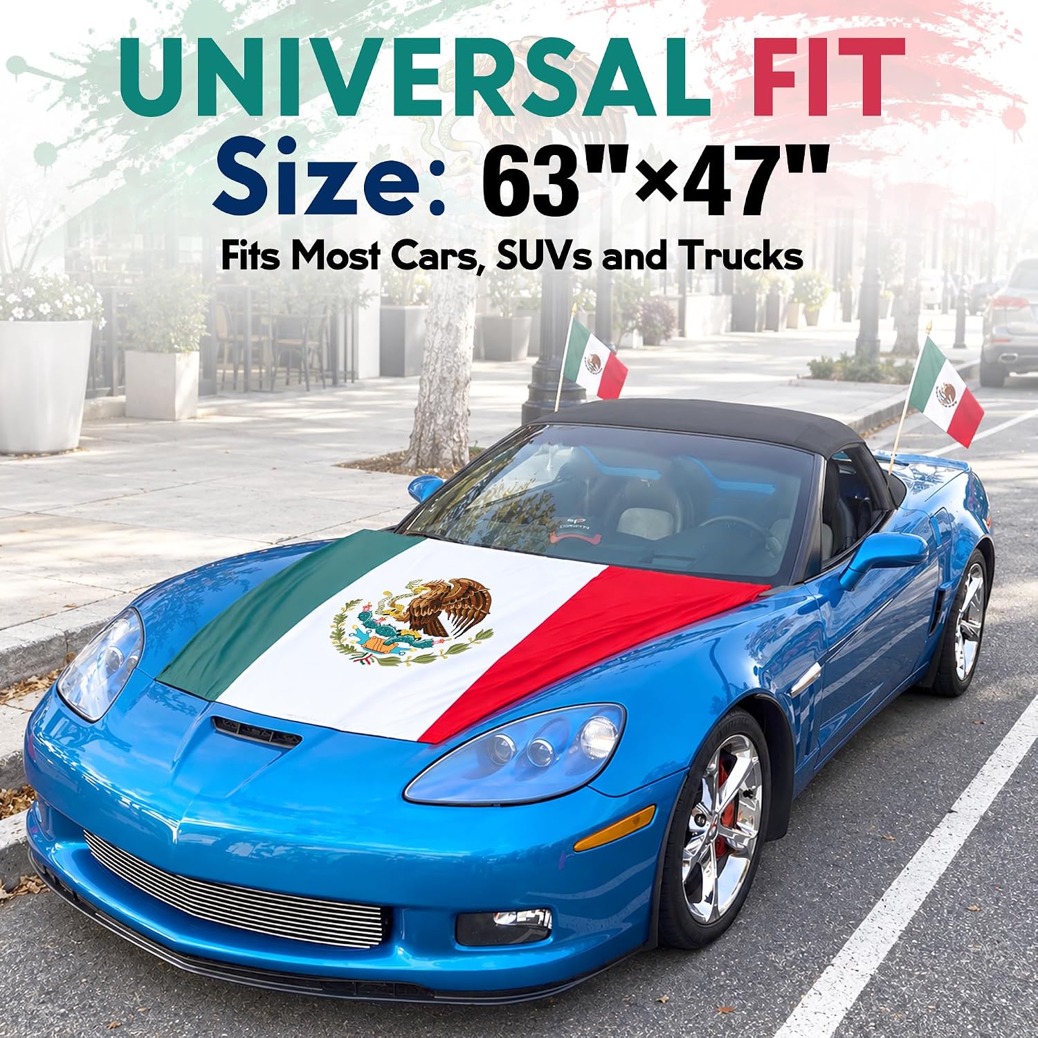 Mexican Flag Car Hood Cover