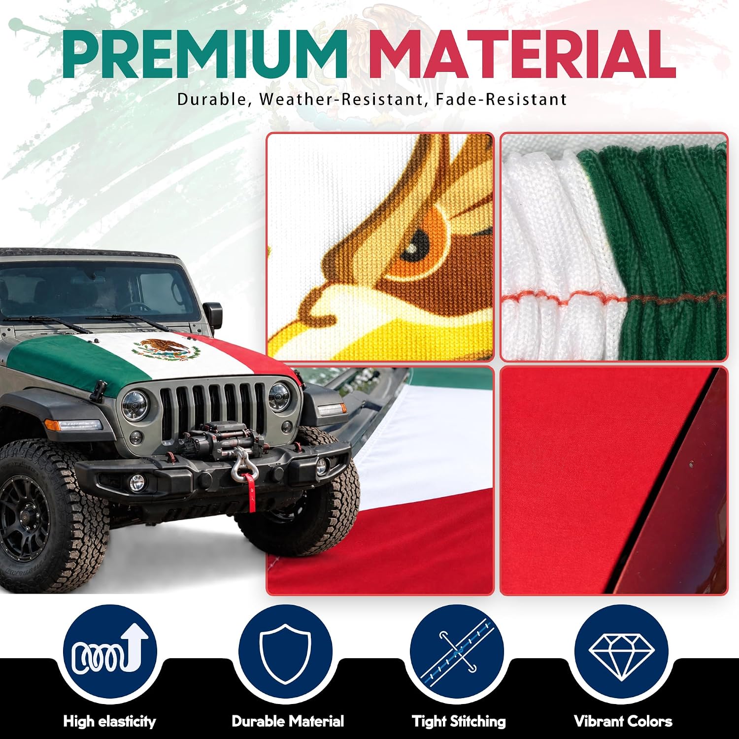 Mexican Flag Car Hood Cover