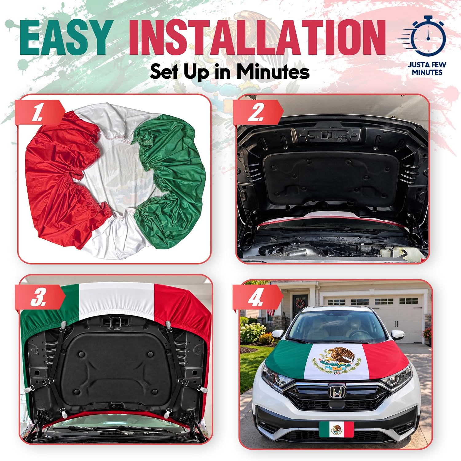 Mexican Flag Car Hood Cover